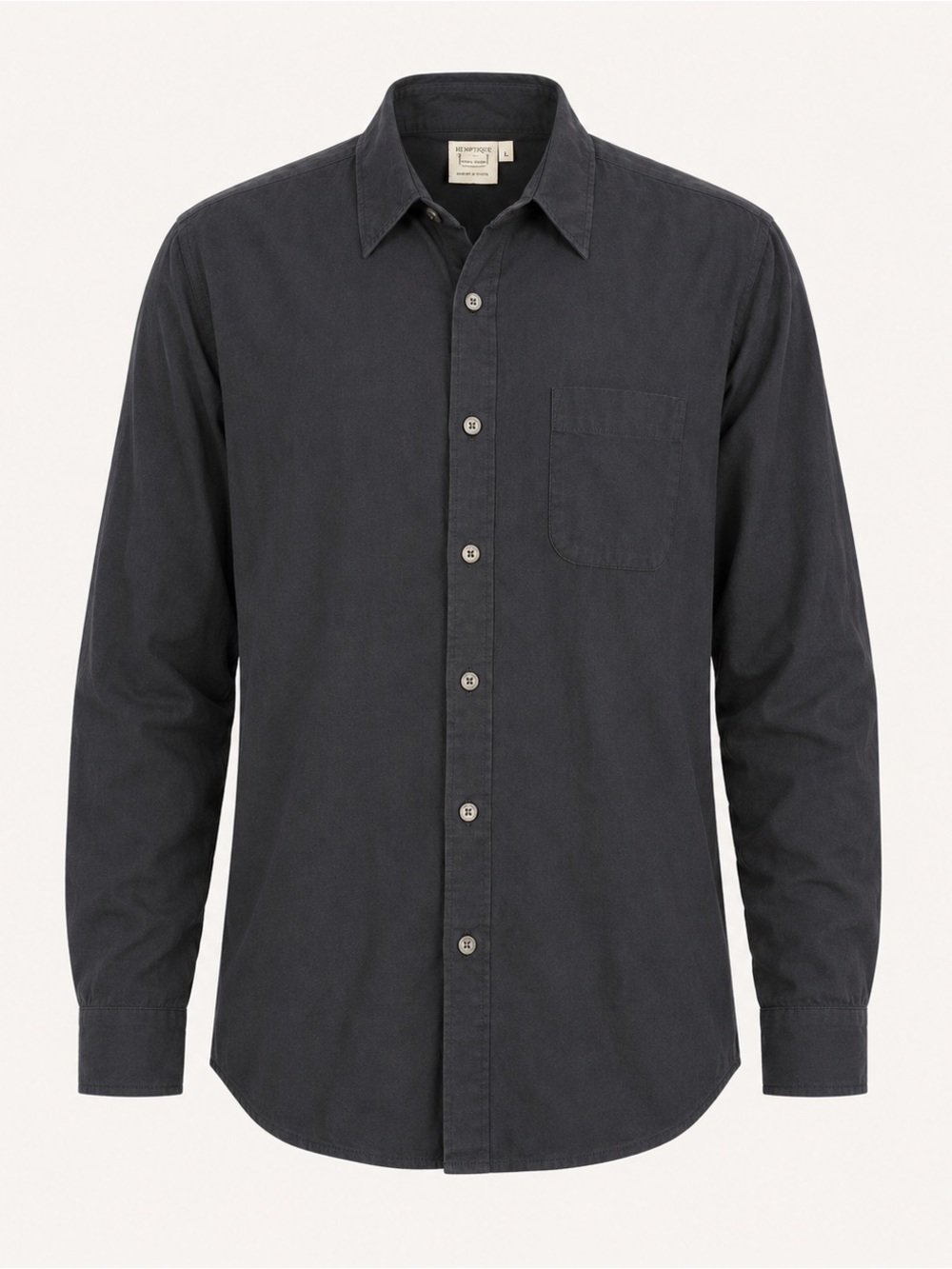 Hemptique Hemp Cotton Shirt Black Large Minimalist Sustainable Casual Resortwear